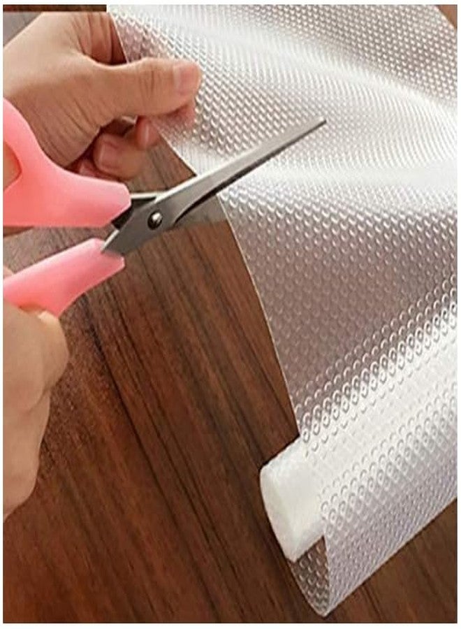 GripEasy 45 cm X 3 m Food Grade EVA Multipurpose Shelf Liners mat roll for Kitchen Drawer, Shelf mat,cupboad mat, Dinning mat, almirah Shelf (Round Dot Texture Transparent White) - Image 1